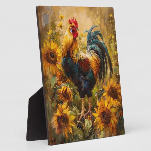 Roster und Sonnenblumen Ölgemälde Fotoplatte (Seite)