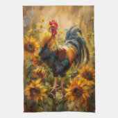 Roster und Sonnenblumen Ölgemälde Geschirrtuch (Vertikal)