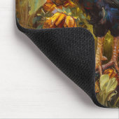 Roster und Sonnenblumen Ölgemälde Mousepad (Ecke)