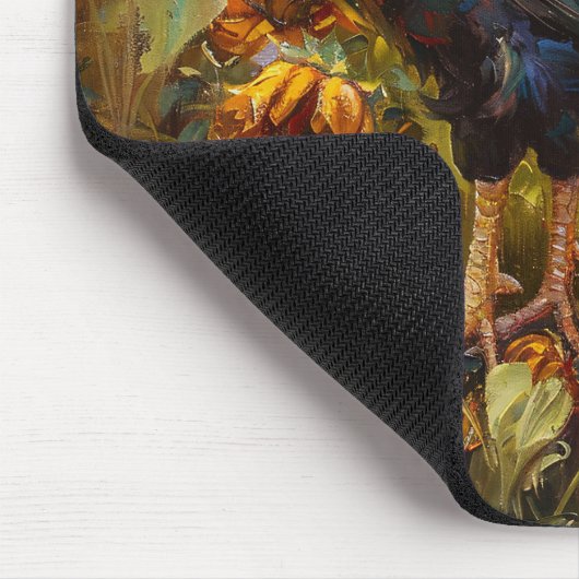 Roster und Sonnenblumen Ölgemälde Mousepad (Ecke)