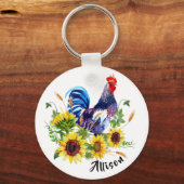 Roster und Sonnenblumen Schlüsselanhänger (Vorderseite)