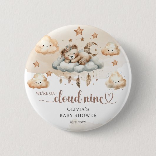 Rostfarben in Aquarellen - Gender-Neutral-Wolke ne Button (Vorderseite)