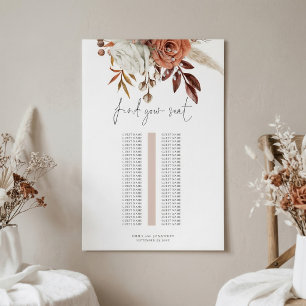 Rostfarbene Blumen Einzeltisch Hochzeits-Sitzordnu Poster