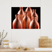 Rostfarbene Stahlflaschen schwarzer Hintergrund Wa Poster (Küche)