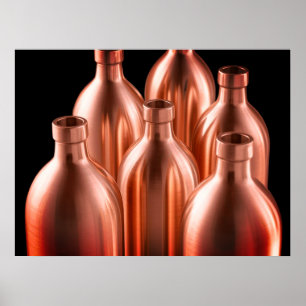 Rostfarbene Stahlflaschen schwarzer Hintergrund Wa Poster