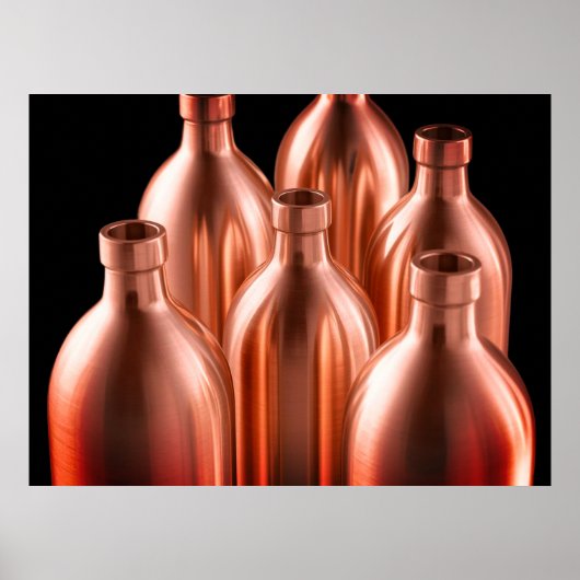 Rostfarbene Stahlflaschen schwarzer Hintergrund Wa Poster (Vorne)
