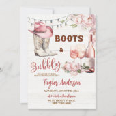 Rostflorale Western Stiefel und Bubbly Brautparty Einladung (Vorderseite)
