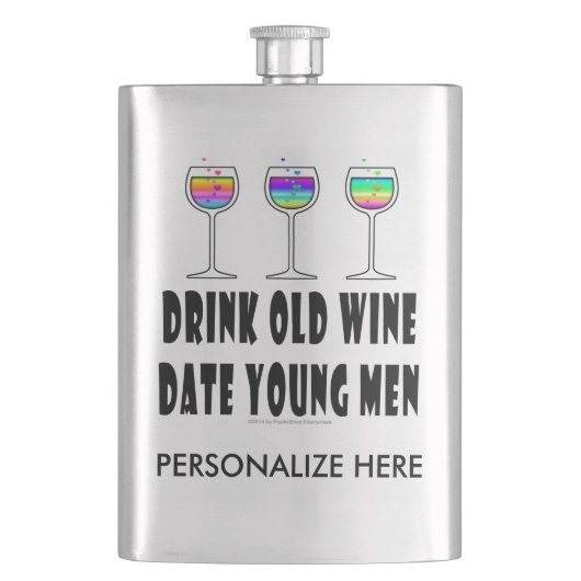 ROSTFREIE FLASCHE - TRINKE ALTEN WEIN, DATIERE JUN FLACHMANN (Vorderseite)