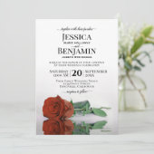 Rostfreie Orange Rose Elegante Hochzeit Einladung (Stehend Vorderseite)
