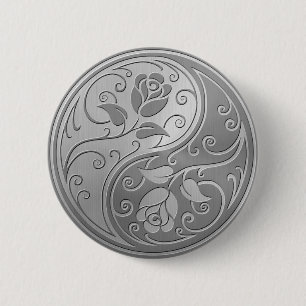 Rostfreier Stahl Yin Yang Rosen Button