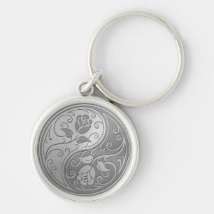 Rostfreier Stahl Yin Yang Rosen Schlüsselanhänger