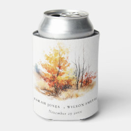 Rostgelbe Herbstlandschaft Karierte Hochzeit Dosenkühler