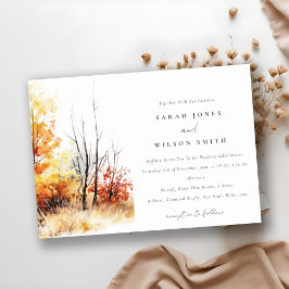 Rostgelbe Herbstlandschaft Karierte Hochzeit Einladung