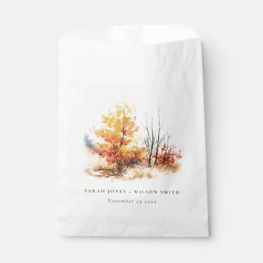 Rostgelbe Herbstlandschaft Karierte Hochzeit Geschenktütchen (Vorderseite)