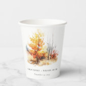 Rostgelbe Herbstlandschaft Karierte Hochzeit Pappbecher (Vorderseite)