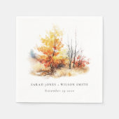 Rostgelbe Herbstlandschaft Karierte Hochzeit Serviette (Vorderseite)