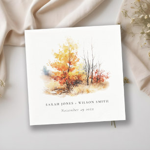 Rostgelbe Herbstlandschaft Karierte Hochzeit Serviette