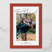 Rostgewächse Gingham Erntedank Foto Folien Feiertagskarte (Vorderseite)