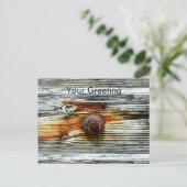 Rostgraue Dockingplatte aus Treibholz Postkarte (Stehend Vorderseite)