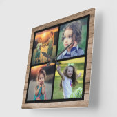 Rostholzfamilie 4 Foto Foto Collage Quadratische Wanduhr (Winkel)