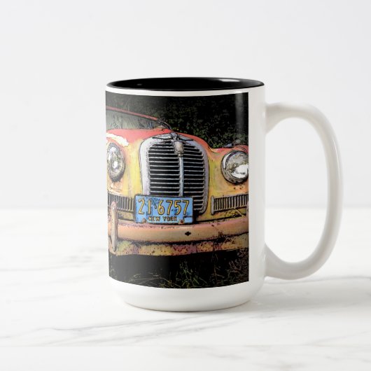 Rostige alte klassische Auto-Tasse Zweifarbige Tasse (Rechts)