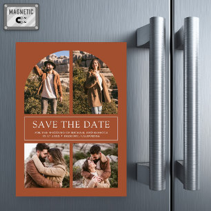 Rostige Architektur-Fotocollage Hochzeit Save-the- Magneteinladung