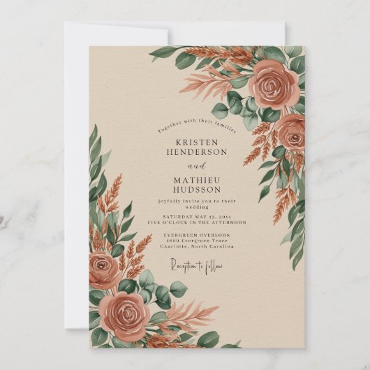 Rostige Erdig Herbstliche Hochzeit Einladung (Vorderseite)