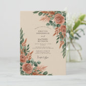 Rostige Erdig Herbstliche Hochzeit Einladung (Stehend Vorderseite)
