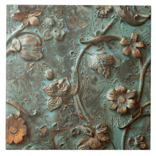 Rostige Metall Antique Blumen Fliese