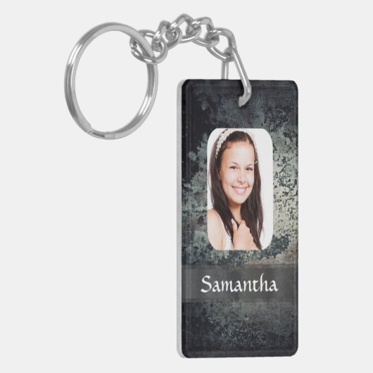 Rostige MetallFotoschablone Schlüsselanhänger (Vorderseite links)