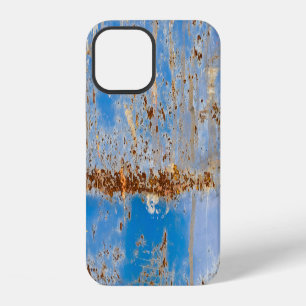 Rostige Metallstruktur, blaue kratzende Dekoration iPhone 12 Hülle
