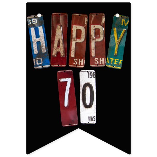 Rostige Nummernschild Sammlung 70. Geburtstag Wimpelkette (Zweite Fahne)