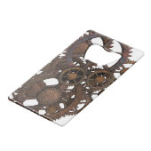 Rostige Steampunk Metallgänge Geldkarten Flaschenöffner (Rückseite Schrägansicht)