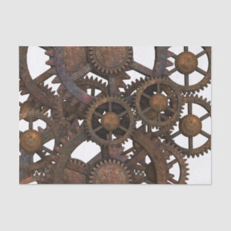 Rostige Steampunk-Metallzahnräder Seidenpapier