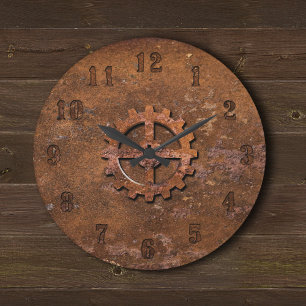 Rostige Steampunk-Uhr Große Wanduhr