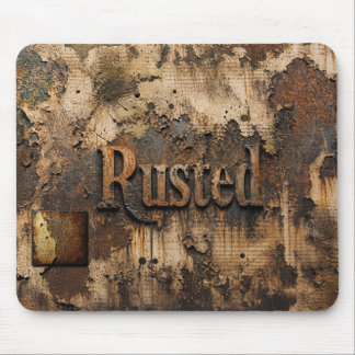 Rostige Typografie auf einer grungigen Industriewa Mousepad