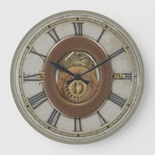 Rostige Vintage-Zahnräder Steampunk Große Wanduhr