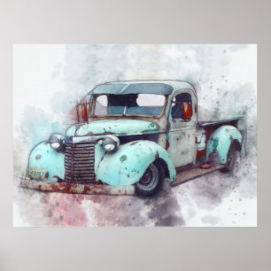 Rostiger alter Truck Vintage Poster