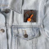 Rostiger Anker und Boje auf einem Strand Button (Beispiel)