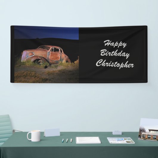 Rostiger antikes Auto-personalisierter Geburtstag Banner (Messe)