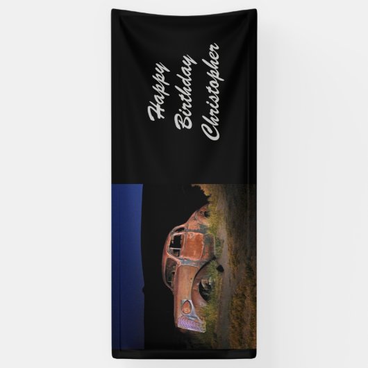 Rostiger antikes Auto-personalisierter Geburtstag Banner (Vertikal)