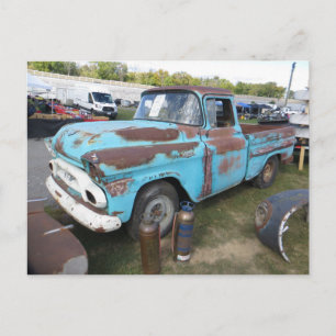 Rostiger blauer Lastwagen Postkarte