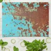 rostiger blauer Schmutzblatmetallplattenrost Handtuch (Gefaltet)