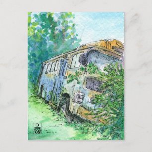 Rostiger Bus Postkarte