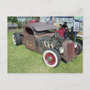 Rostiger Hot Rod Postkarte
