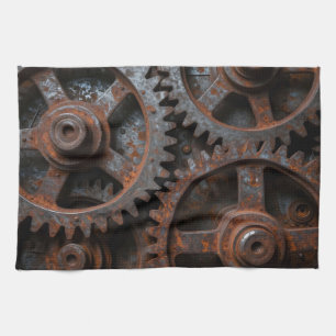 Rostiger Industriemechanismus Geschirrtuch