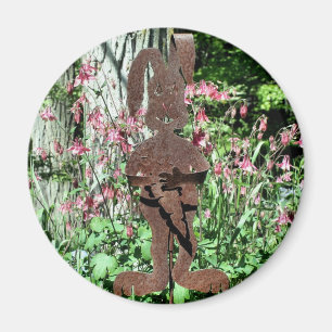 Rostiger Kaninchen-Blumengarten Natur Magnet