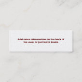 Rostiger Rand Telefonnummerkarte (Rückseite)