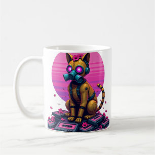 Rostiger Roboter-Katzen-Kassettentonband-Vaporwave Kaffeetasse