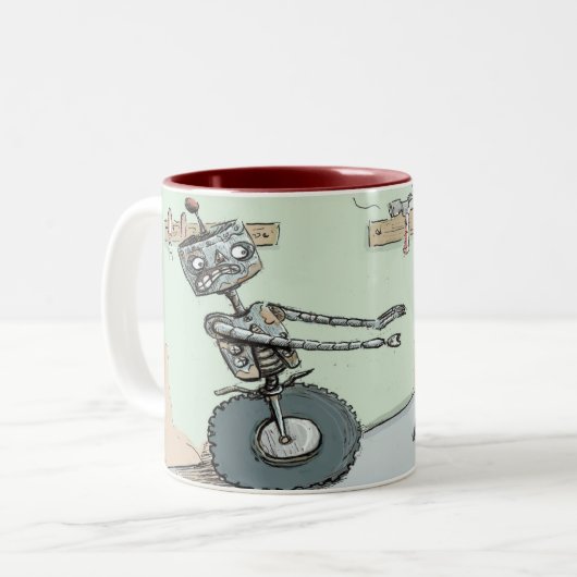 Rostiger Roboter Zweifarbige Tasse (Vorderseite Links)